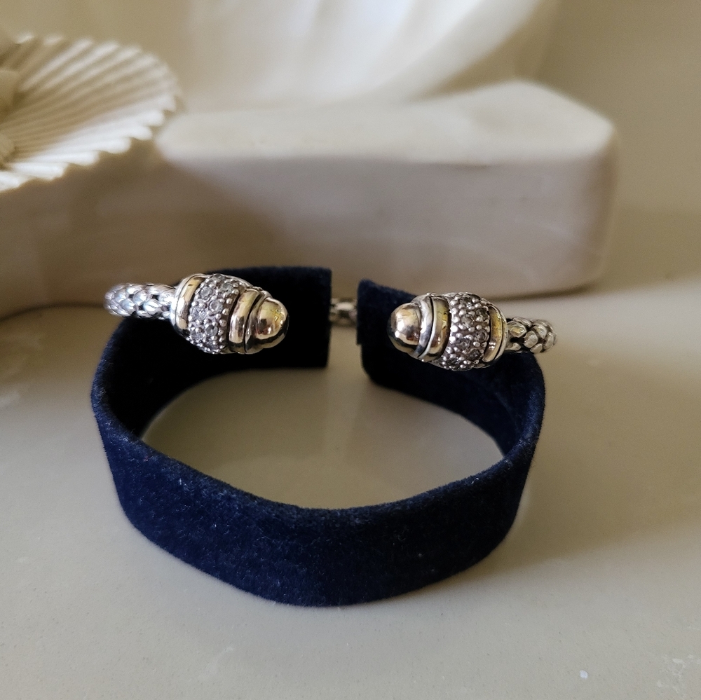 18k Gold And Sterling Silver Snake Scale Cuff Bracelet